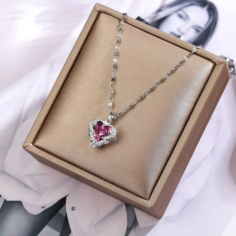 Crystal Heart Pendant Necklace - Brooksandezra