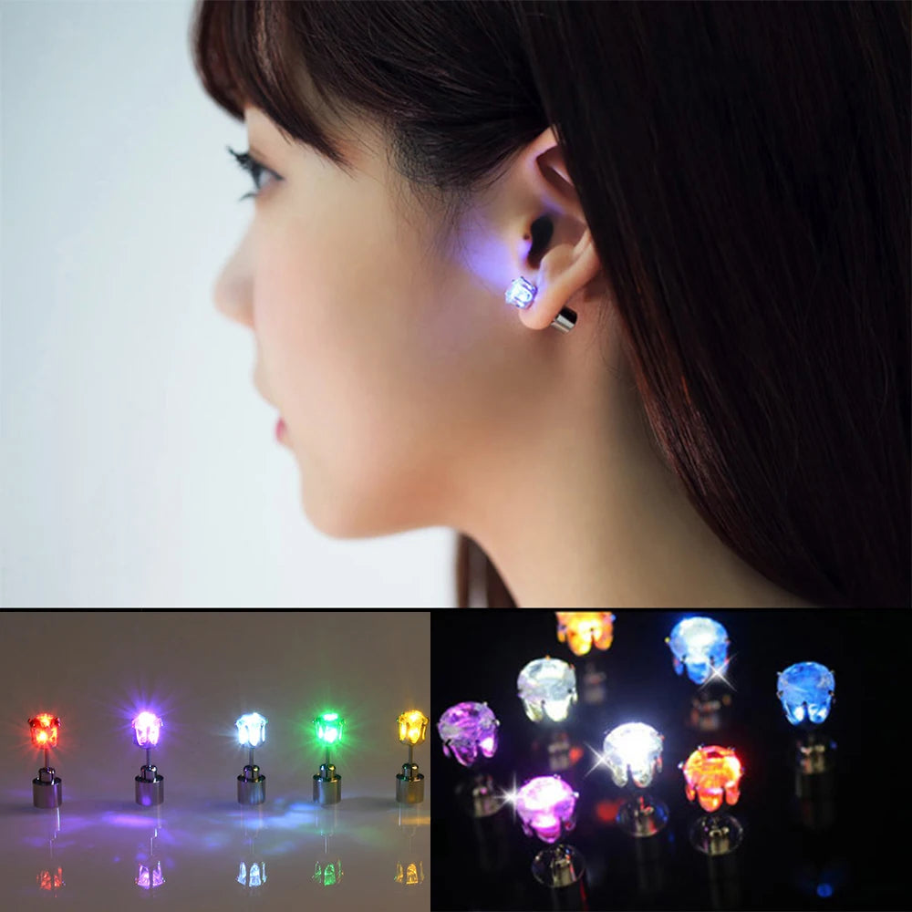 LED Light-Up Zircon Stud Earrings (2-Pack)