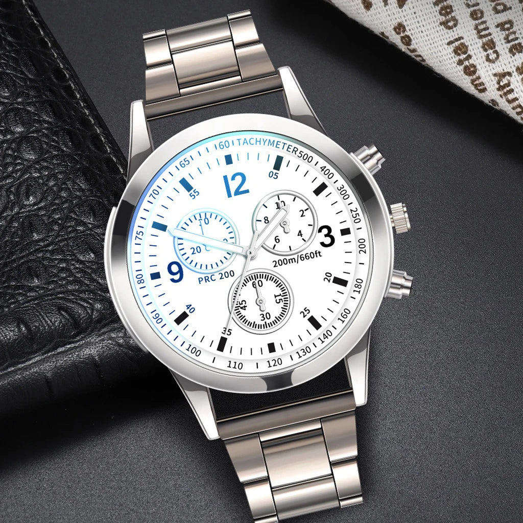 Men's Steel Band Watch & Bracelet Set - Brooksandezra