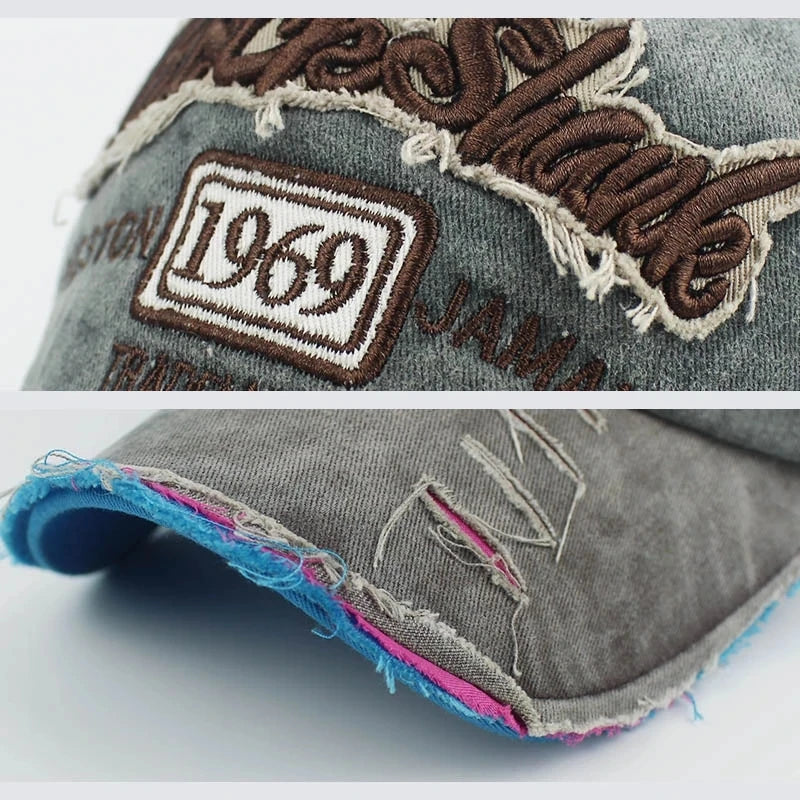 Vintage Washed Baseball Cap – 1969 Embroidery Unisex Snapback - Brooksandezra