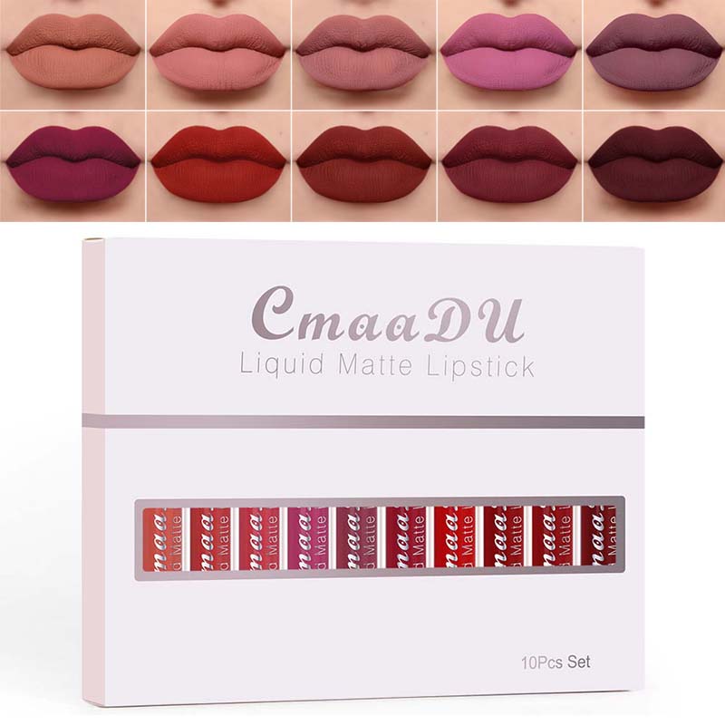 💝10Pcs Matte Waterproof  Long Lasting Lip Gloss
