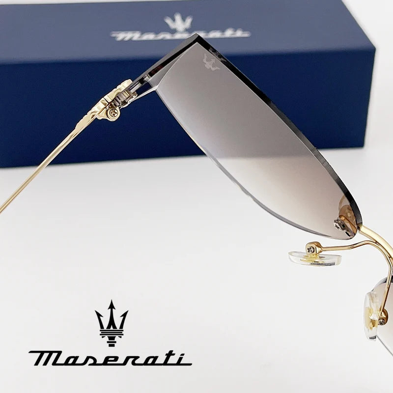 Oversized Rimless Sunglasses – Gradient Lenses - Brooksandezra
