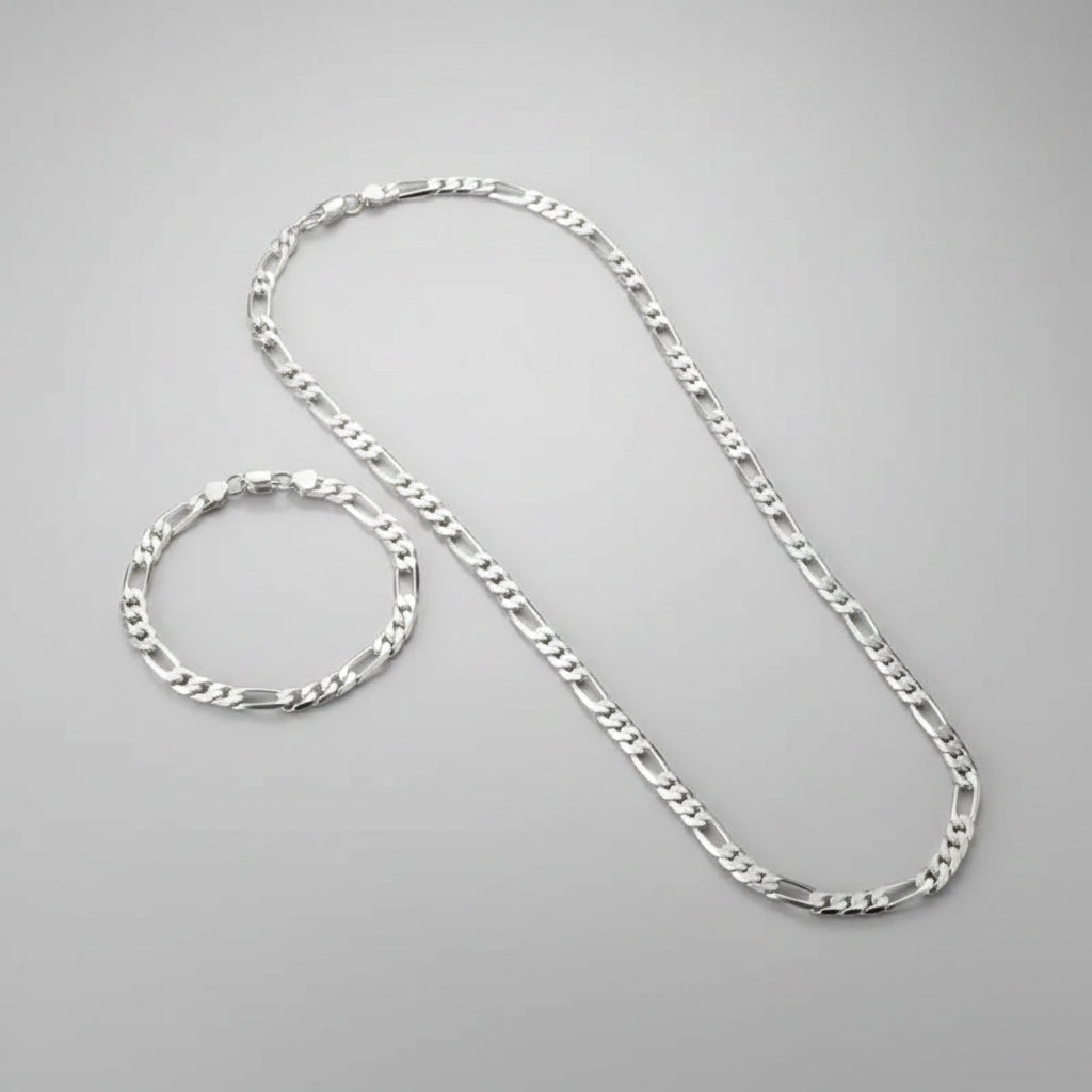 Silver chain necklace and bracelet